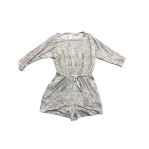 Gilli Women's Gray Tie-Dye Knit Romper‎ Size S 3/4 Sleeve Casual
